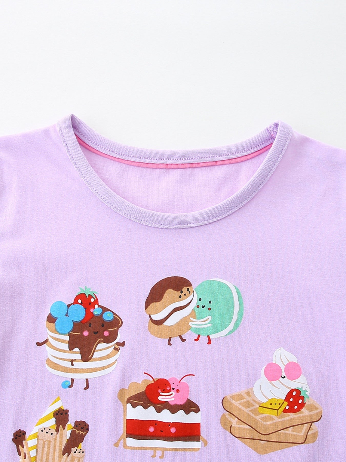 Children's Cartoon Dessert Print Short Sleeve T-Shirt