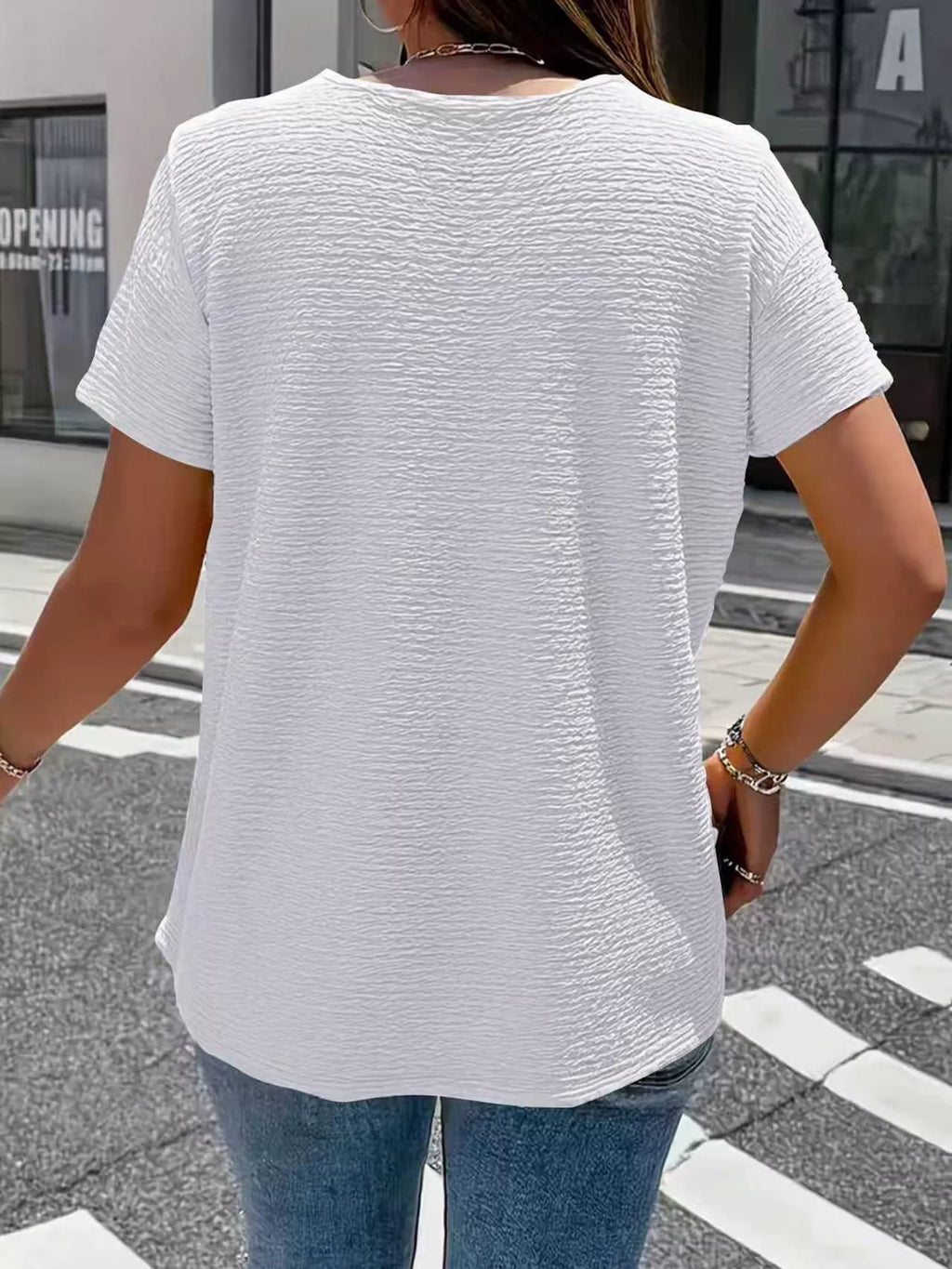 Textured Short Sleeve Blouse