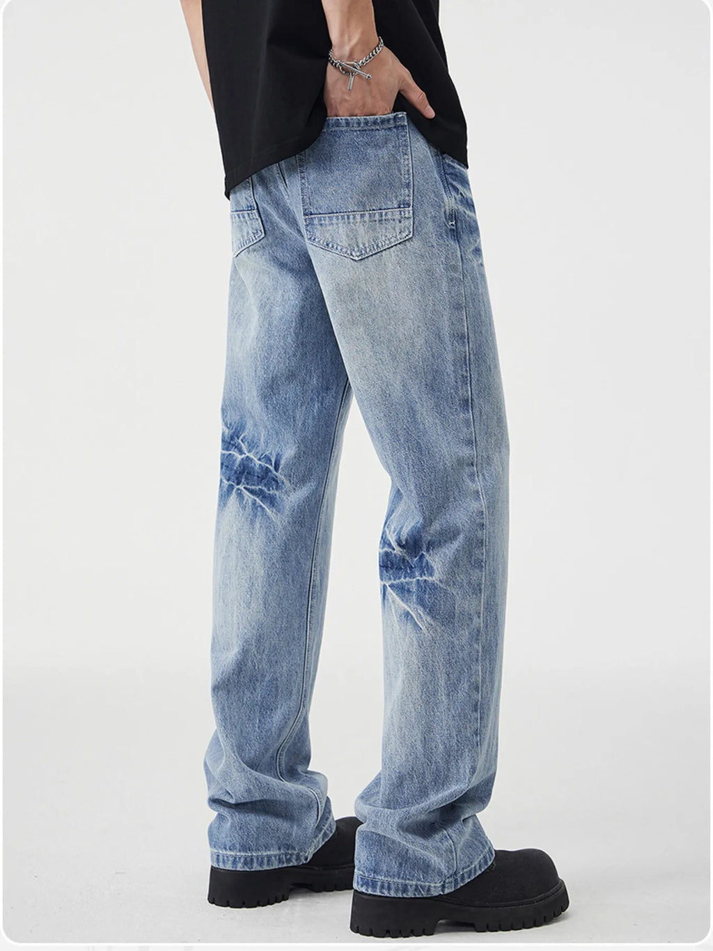 Men's Vintage Wash Wide Leg Jeans