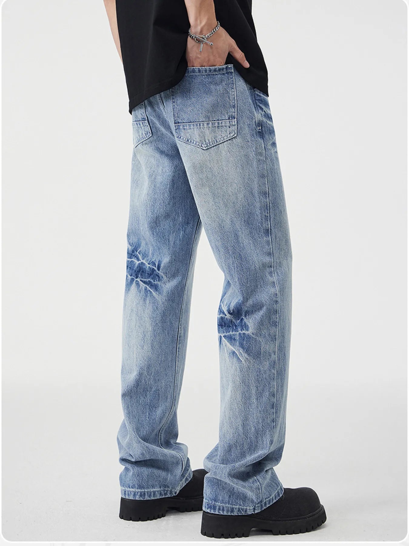Men's Vintage Wash Wide Leg Jeans