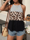 Leopard Print Color Block Tank