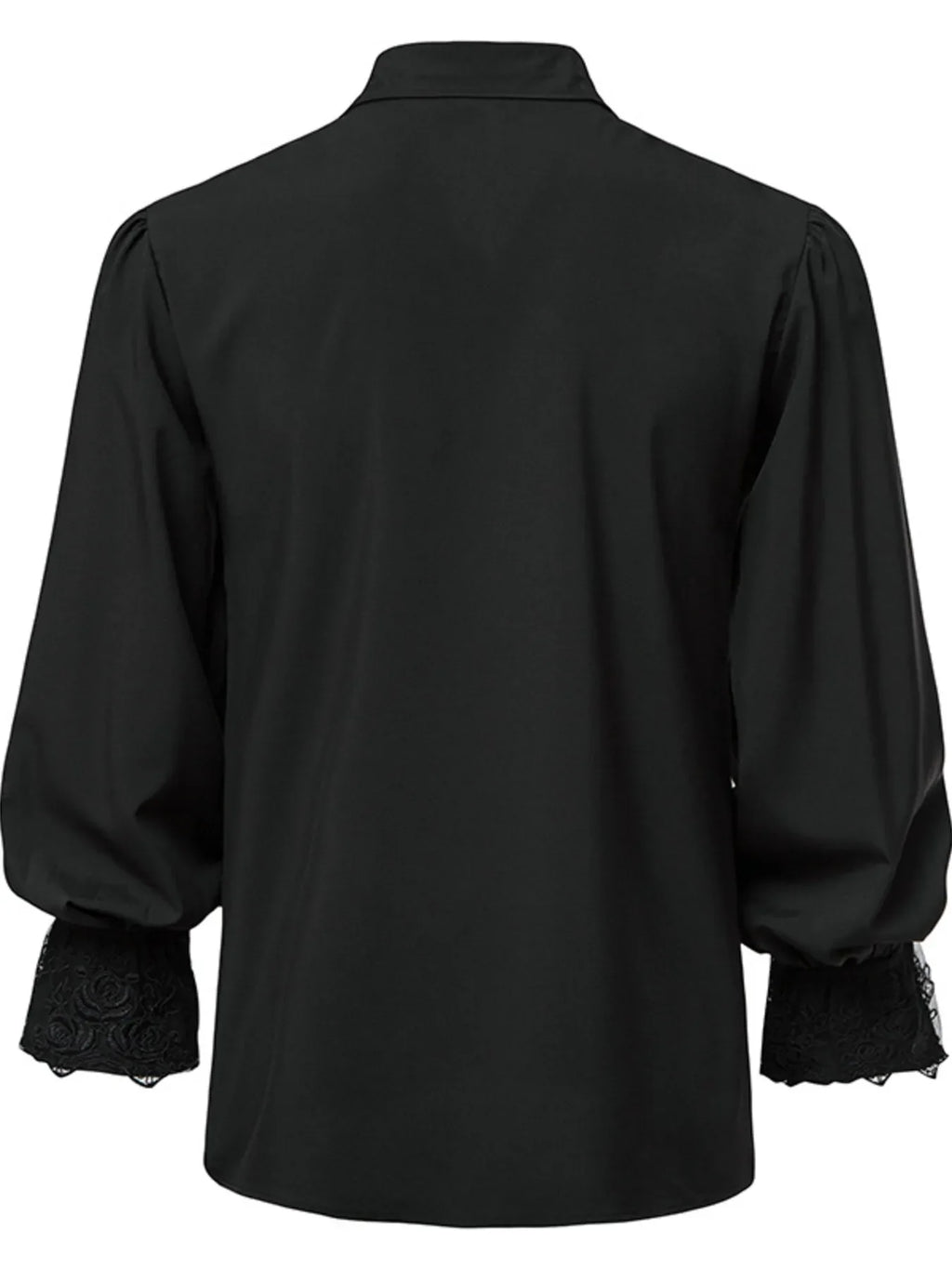 Men's Ruffled Lace Detail Long Sleeve Blouse