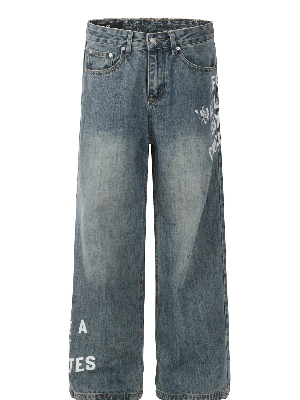 Men's Washed Wide Leg Jeans