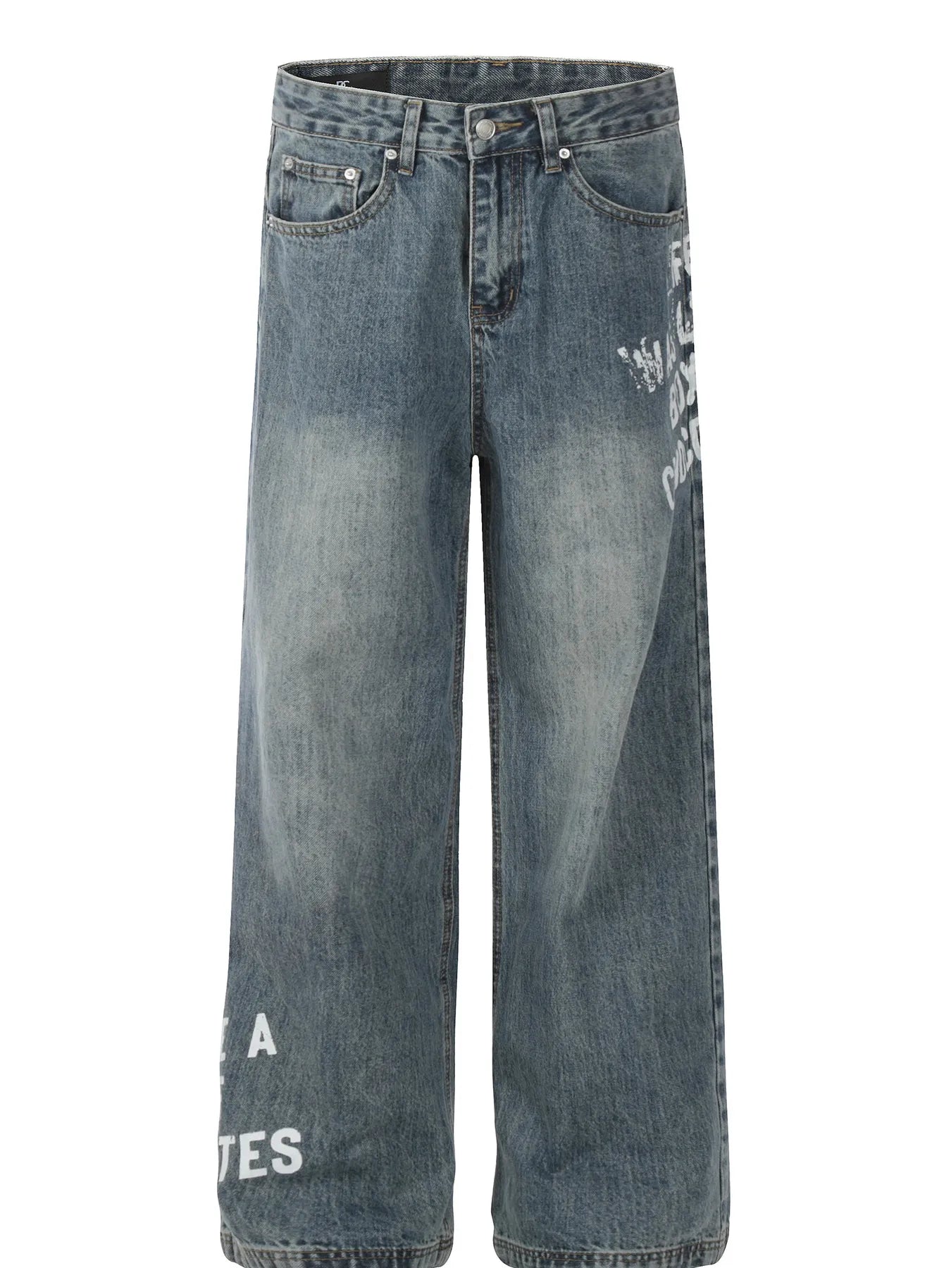 Men's Washed Wide Leg Jeans