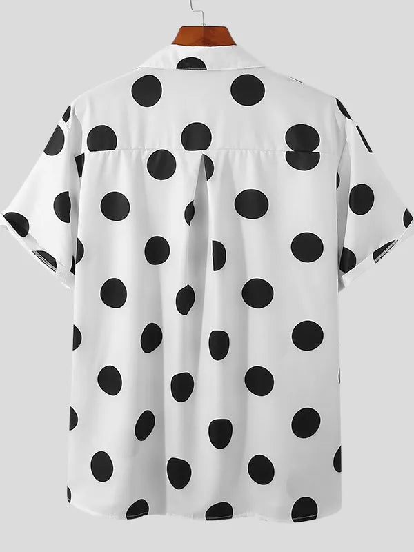 Men's Full Size Polka Dot Button Up Shirt Plus Size