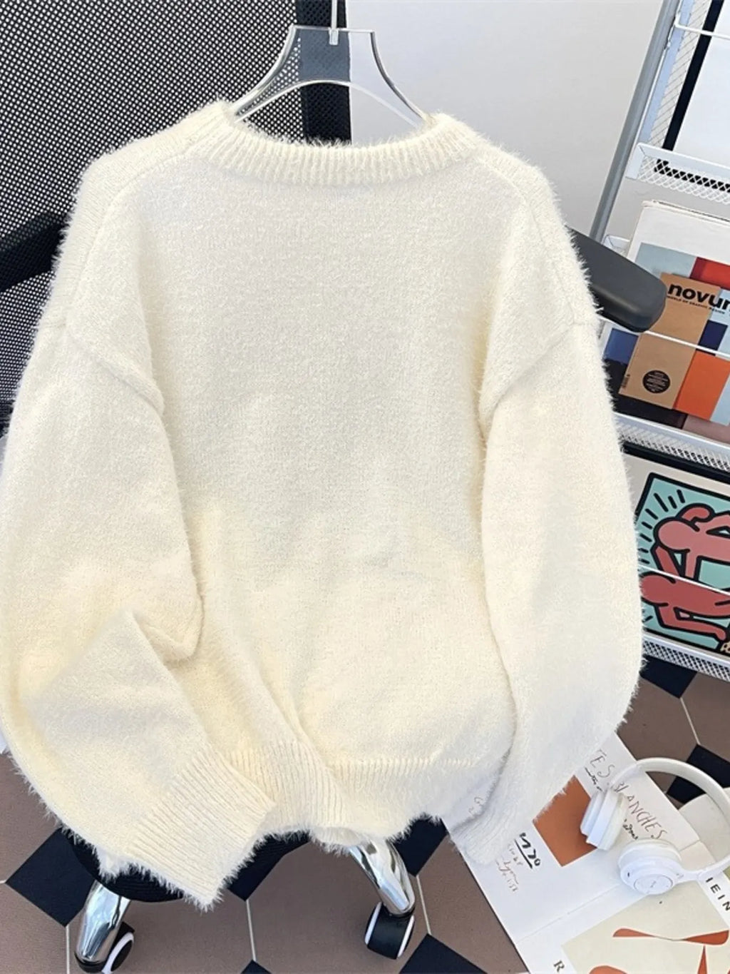 Men's Cute Cat Fuzzy Knit Pullover