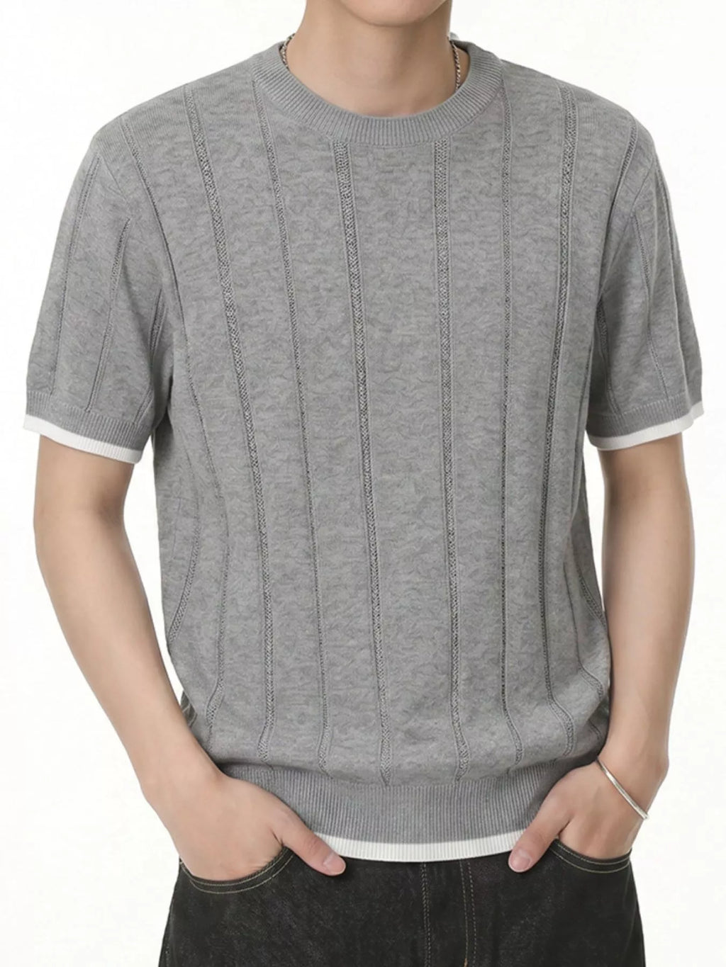 Men's Contrasting Trim Knit T-Shirt