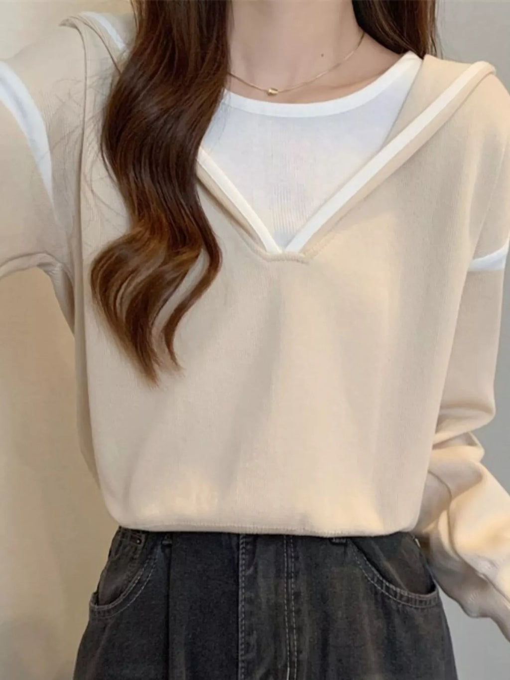 Contrast Trim Hooded Sweater