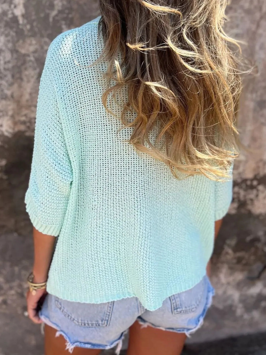 Full Size Johnny Collar Loose Knit Sweater Plus Size
