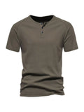 Men's Plus Size Button Detail Casual Henley T-Shirt