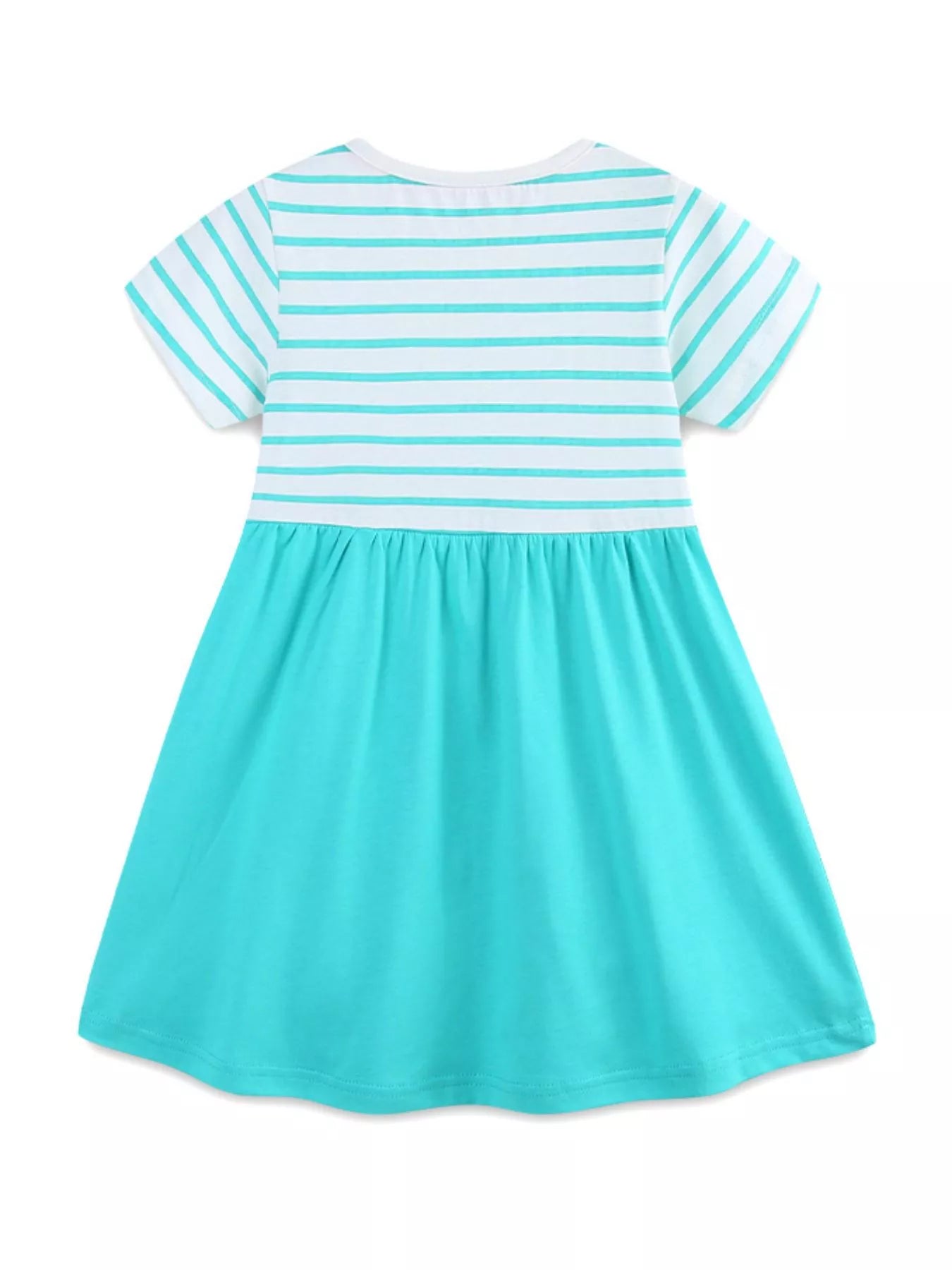 Children's Striped Turtle and Fish Embroidered Dress