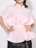 Ruffle Peplum Button-Down Shirt