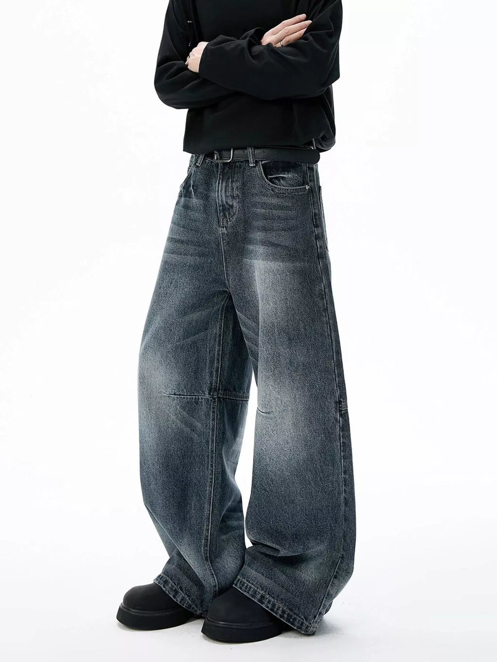 Men's Full Size Washed Wide Leg Jeans Plus Size
