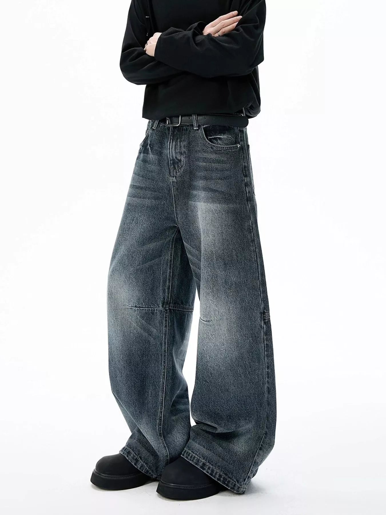 Men's Full Size Washed Wide Leg Jeans Plus Size