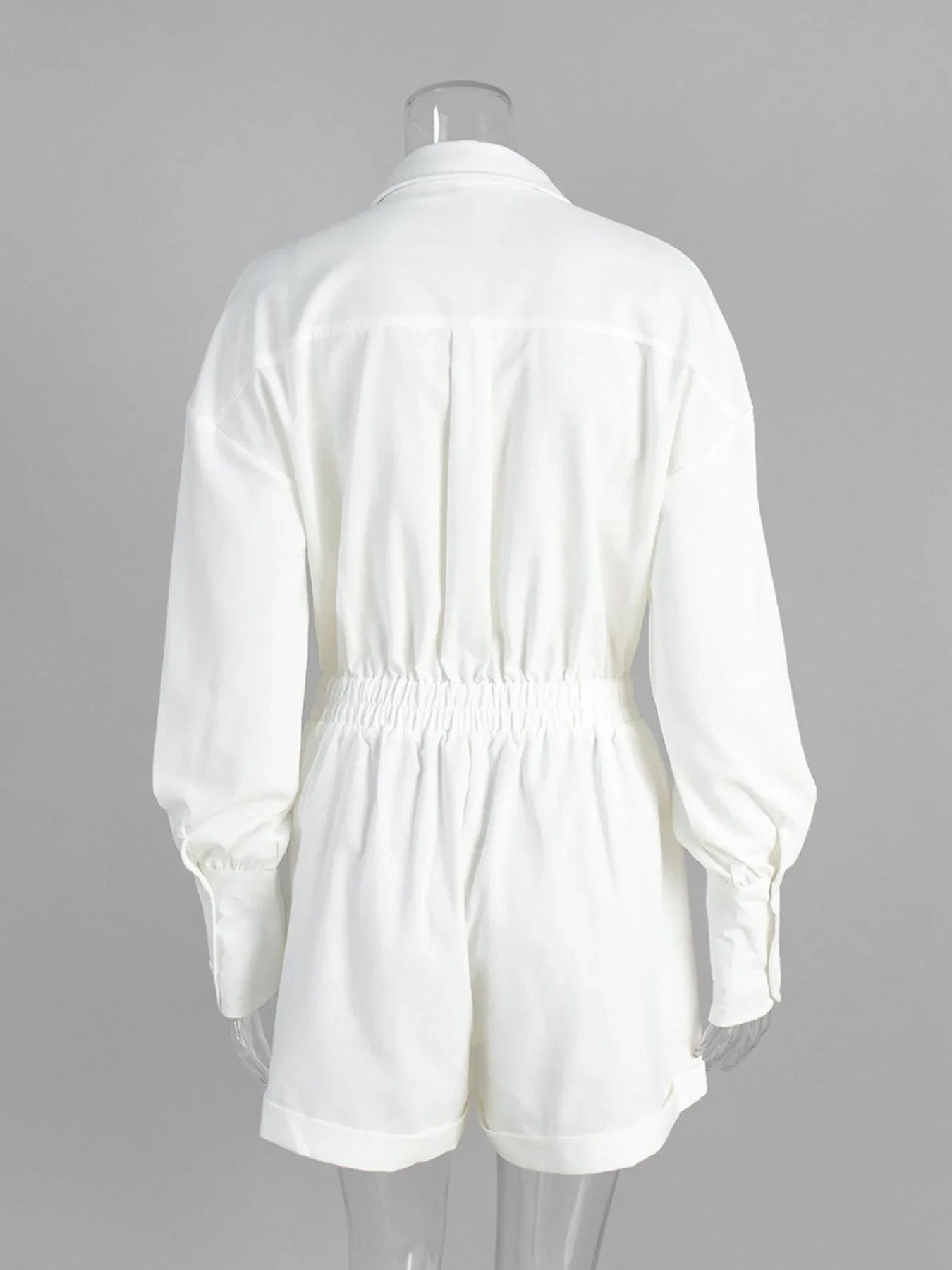 Casual Button Front Long Sleeve Romper