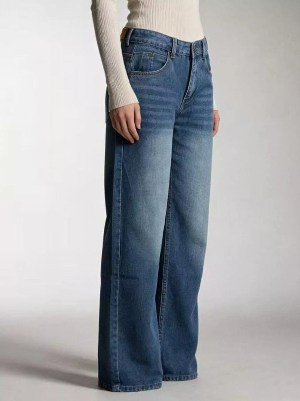 Vintage Wash Wide Leg Jeans