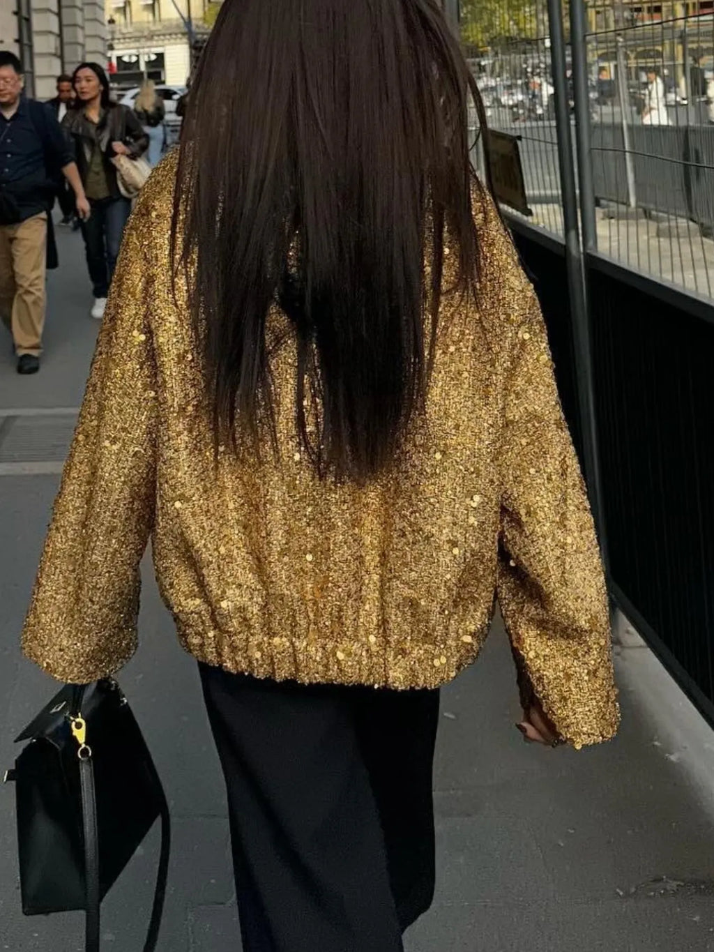 Sequin Long Sleeve Jacket with Pockets