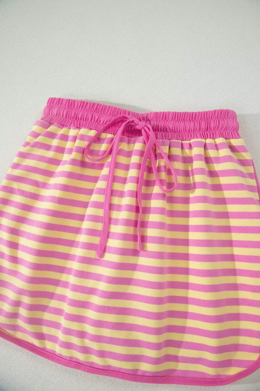 Striped Round Neck Tee and Shorts Casual Set