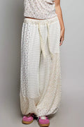 POL Patchwork Mixed Knit Wide Leg Pants