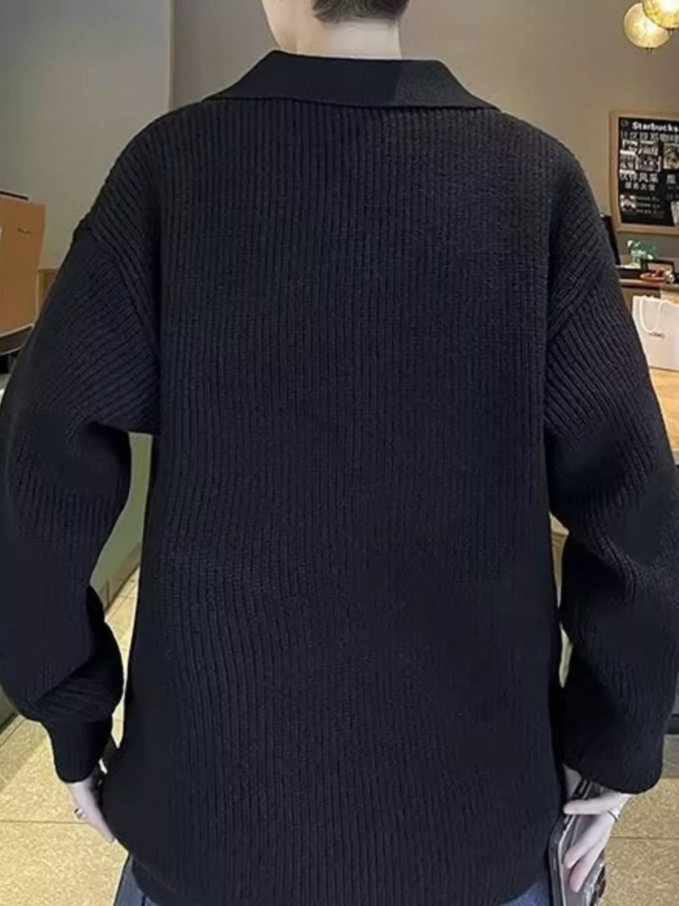 Men's Casual Knitted Polo Collar Pullover