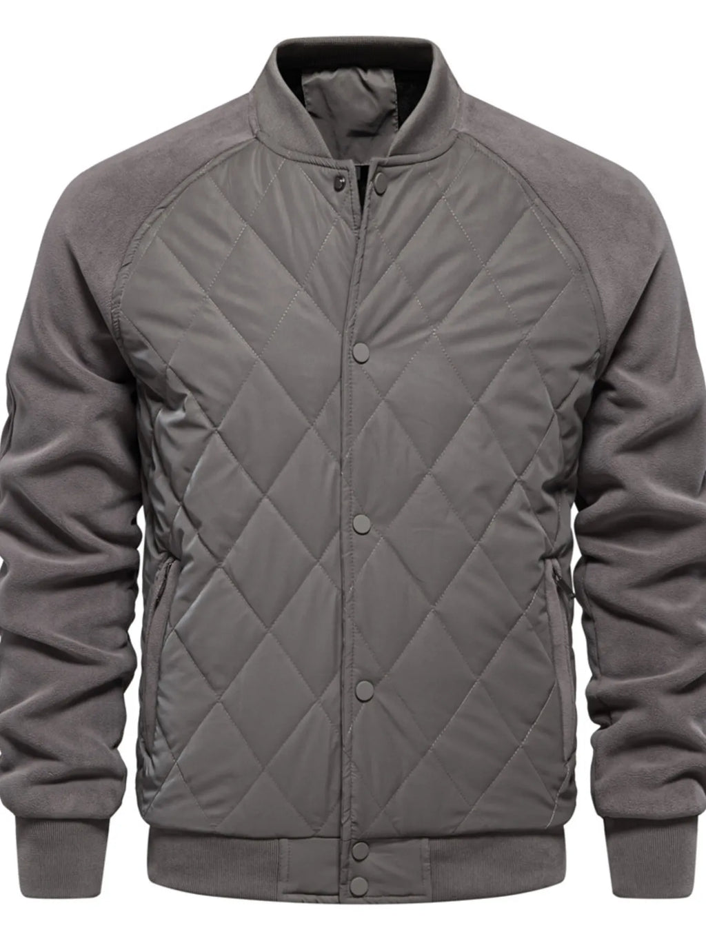 Men's Quilted Snap Down Long Sleeve Jacket