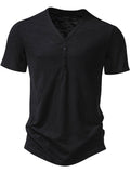 Men's Casual Button Detail T-Shirt