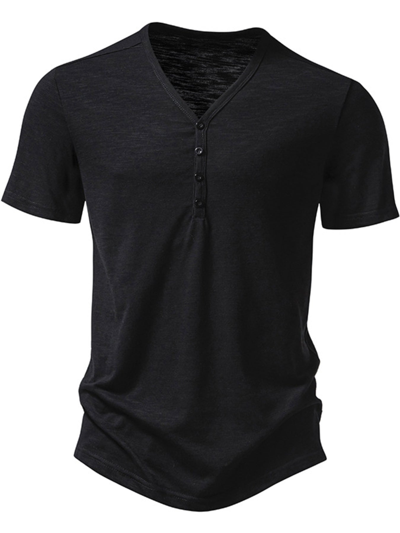 Men's Casual Button Detail T-Shirt