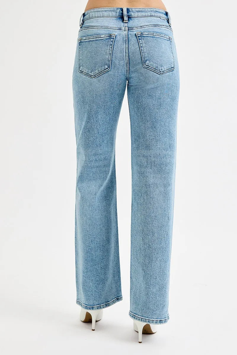RISEN Full Size Low Rise Ankle Boyfriend Distressed Jeans Plus Size