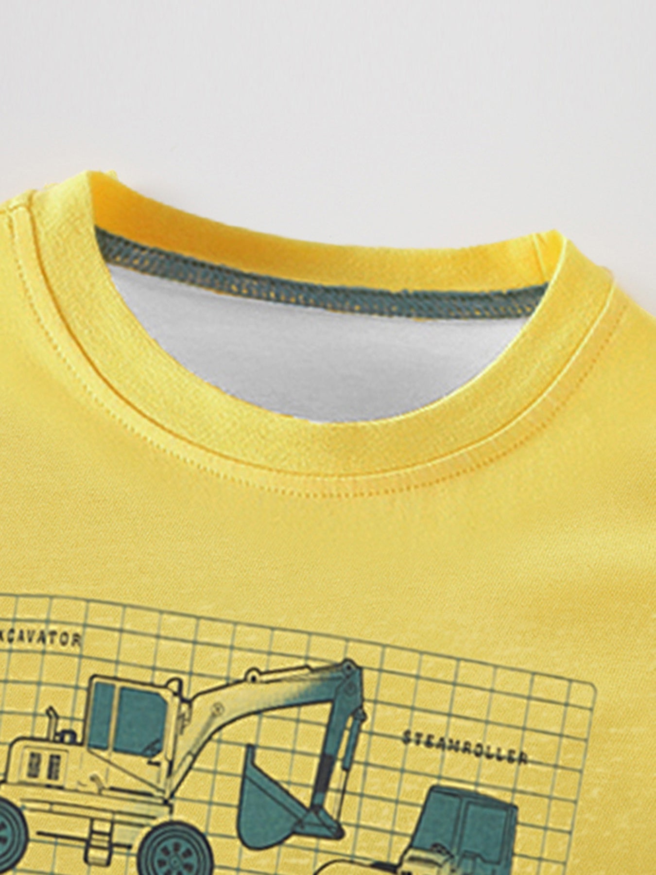 Children's Construction Vehicle Graphic Short Sleeve T-Shirt
