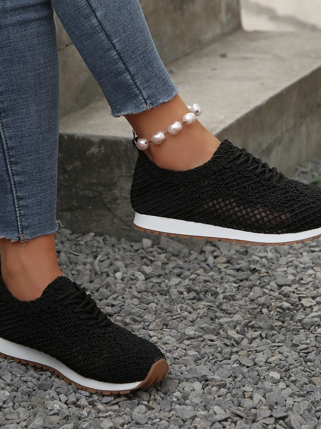 Breathable Mesh Lace-Up Sneakers