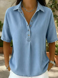 Snap Down Short Sleeve Blouse