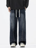 Men's Full Size Wide Leg Drawstring Jeans Plus Size