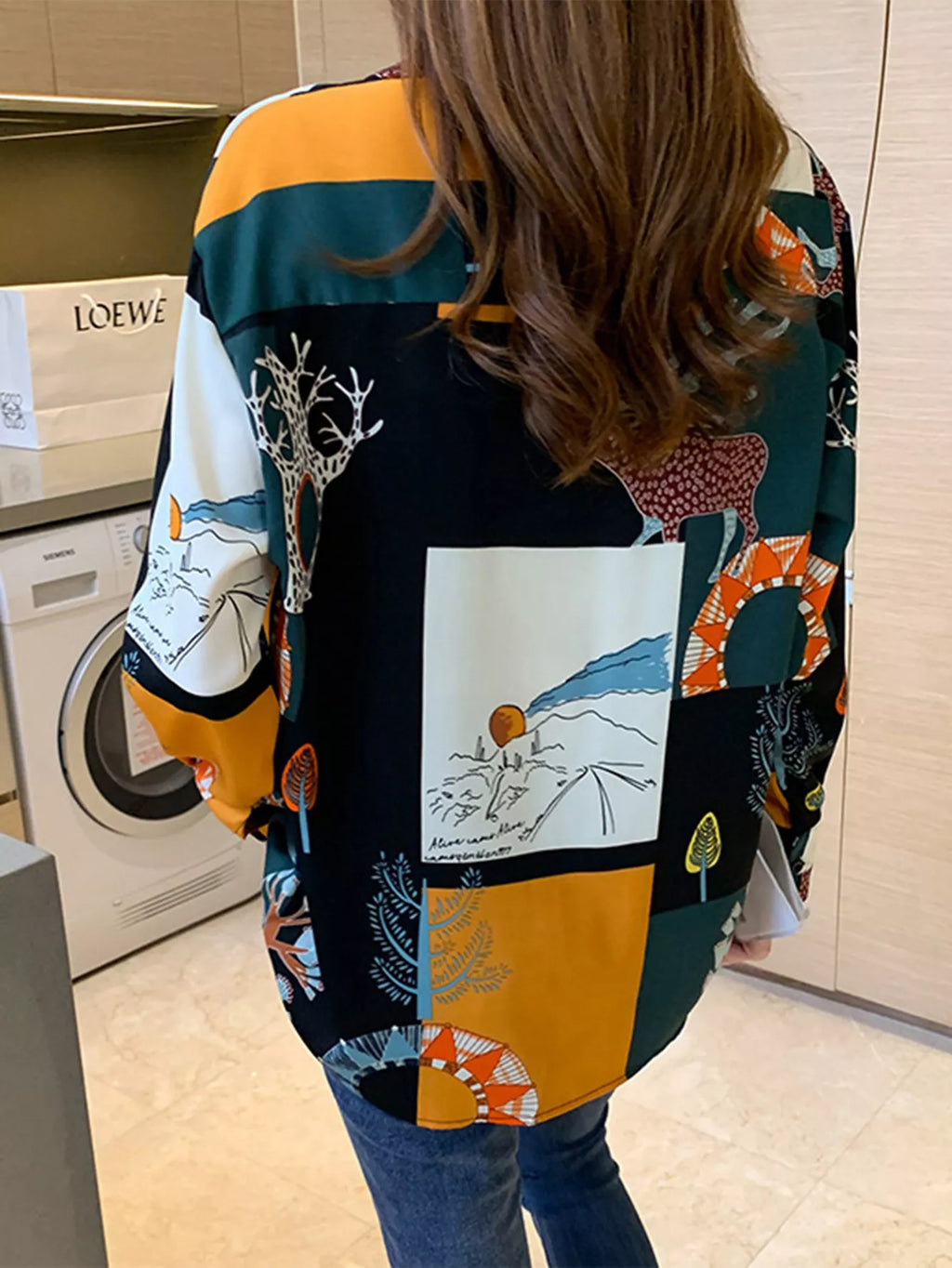 Vintage Print Long Sleeve Shirt