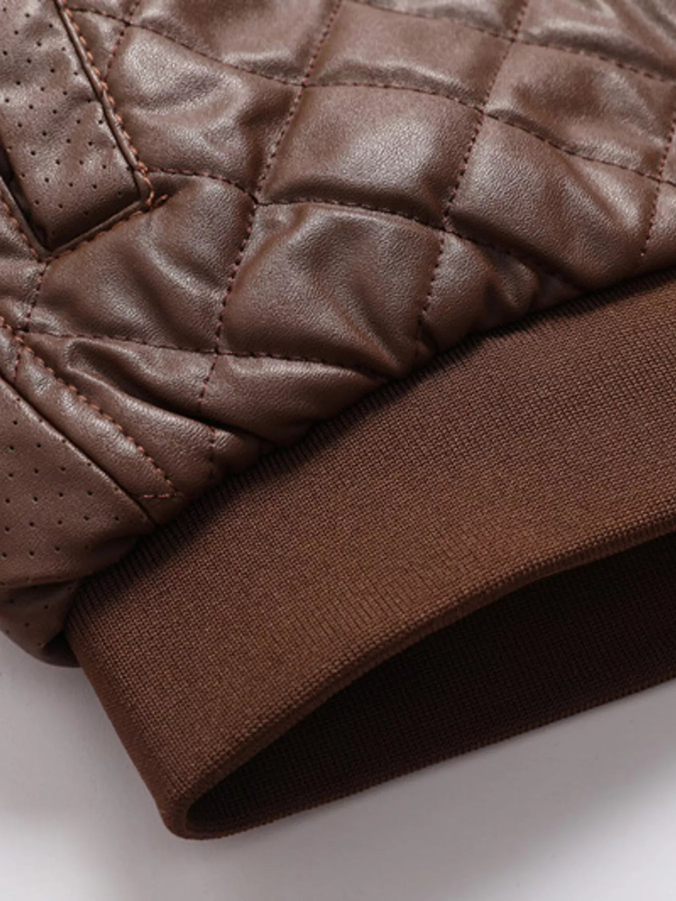 Men's Plus Size Quilted Faux Leather Bomber Jacket