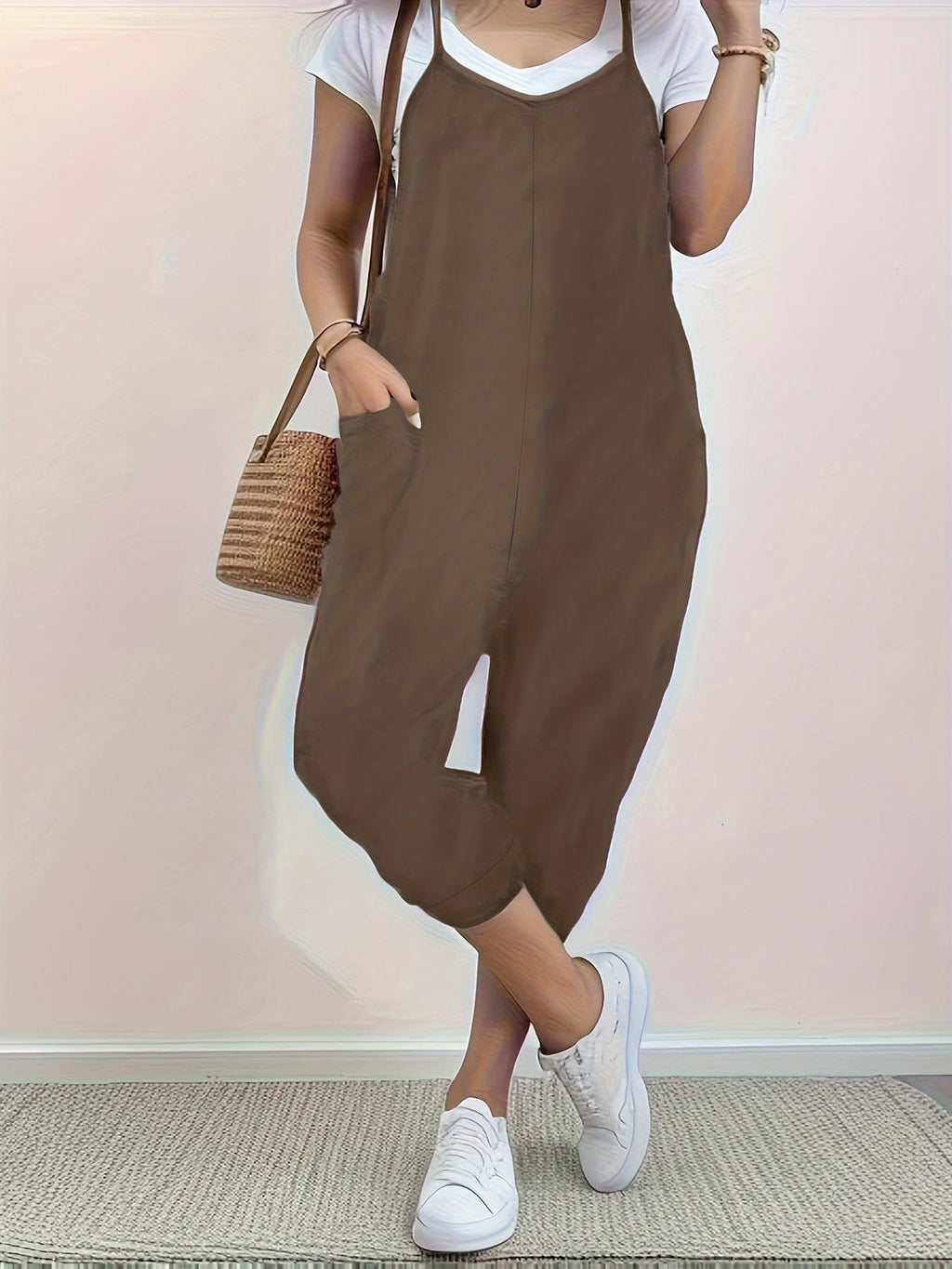 Casual Loose Fit Spaghetti Strap Jumpsuit