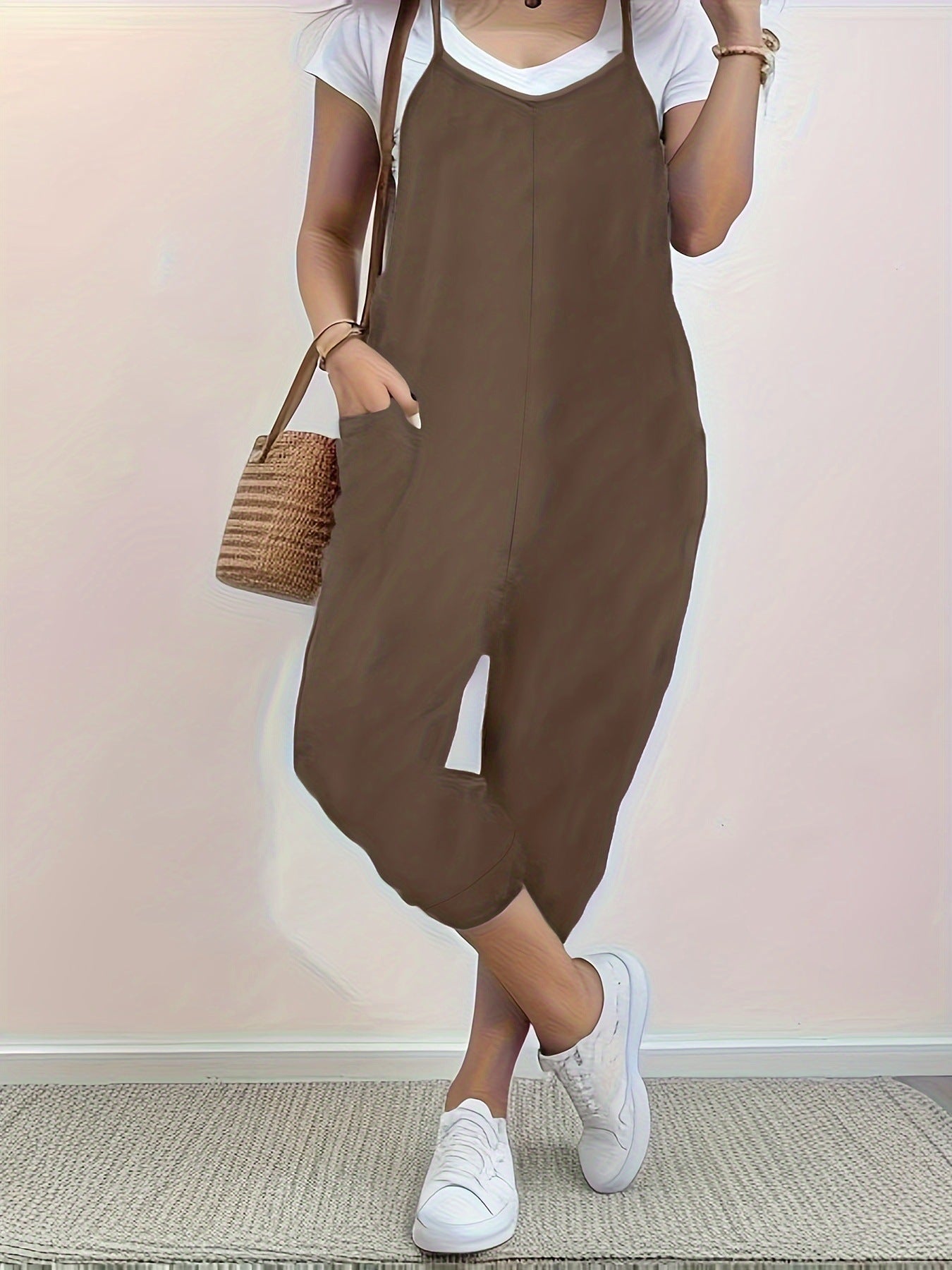 Casual Loose Fit Spaghetti Strap Jumpsuit