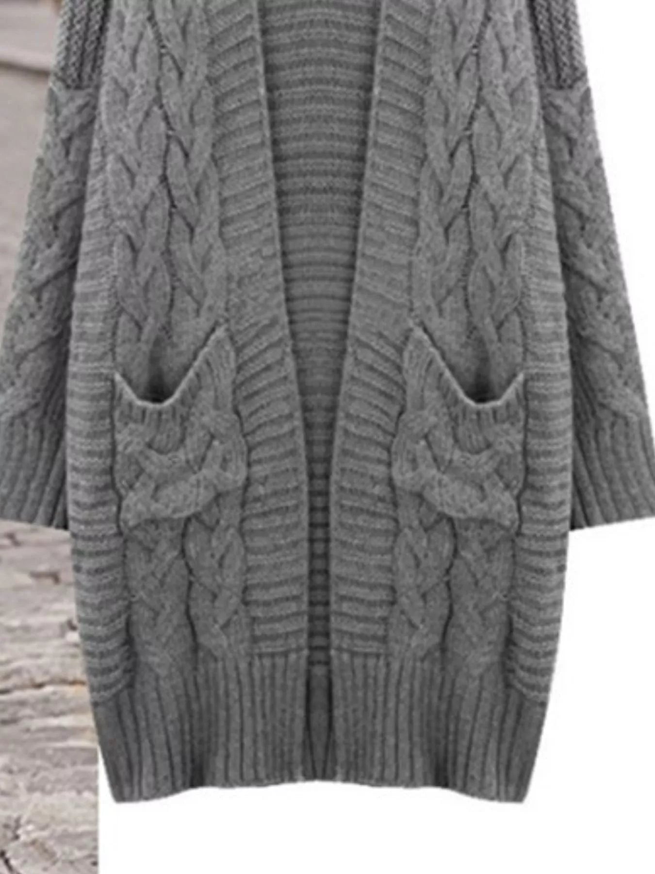 Full Size Chunky Knit Open Front Cardigan Plus Size