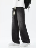 Men's Full Size Relaxed Fit Wide Leg Drawstring Jeans Plus Size