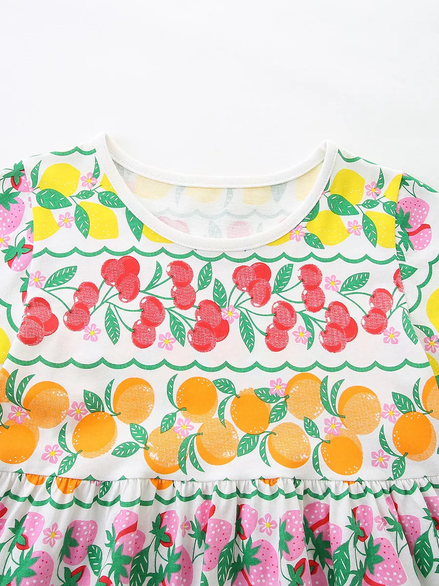 Children's Fruit Print Tiered Dress