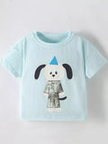 Children's Cute Cartoon Dog Graphic Short Sleeve T-Shirt