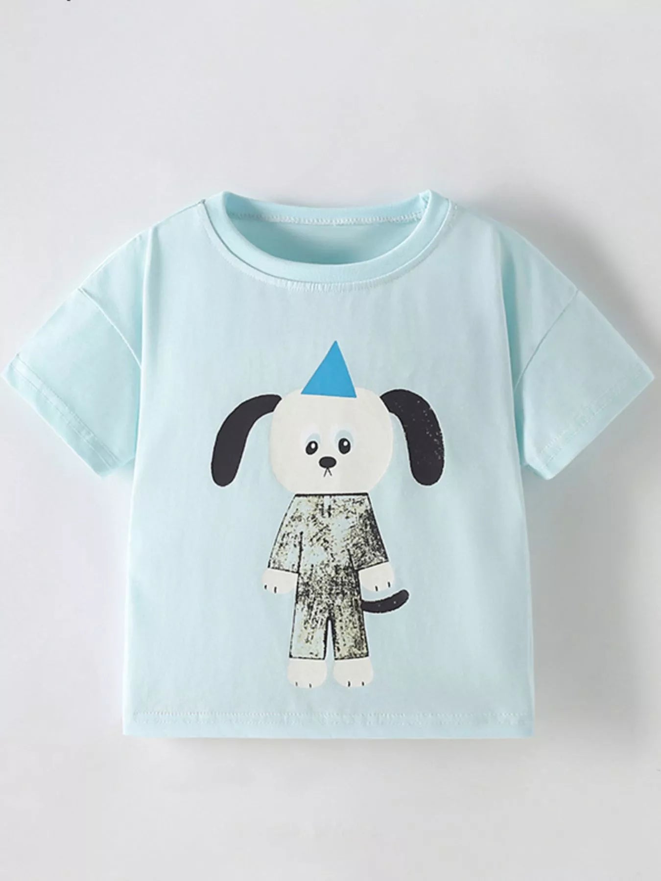 Children's Cute Cartoon Dog Graphic Short Sleeve T-Shirt