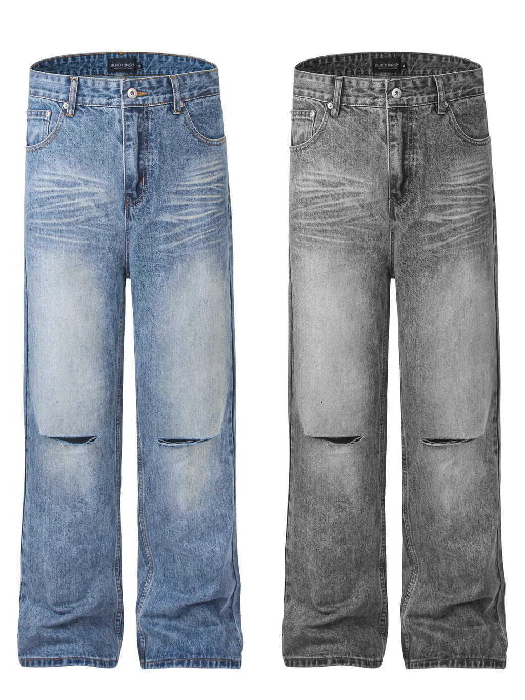 Men's Washed Distressed Relaxed Fit Jeans
