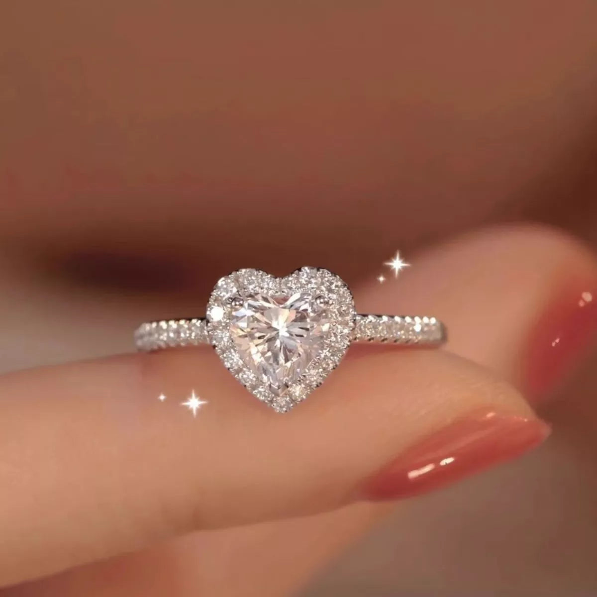 1 Carat Moissanite 925 Sterling Silver Heart Ring