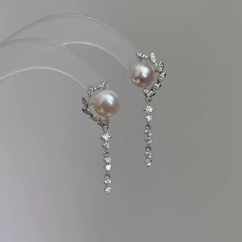 Pearl Zircon Drop Earrings