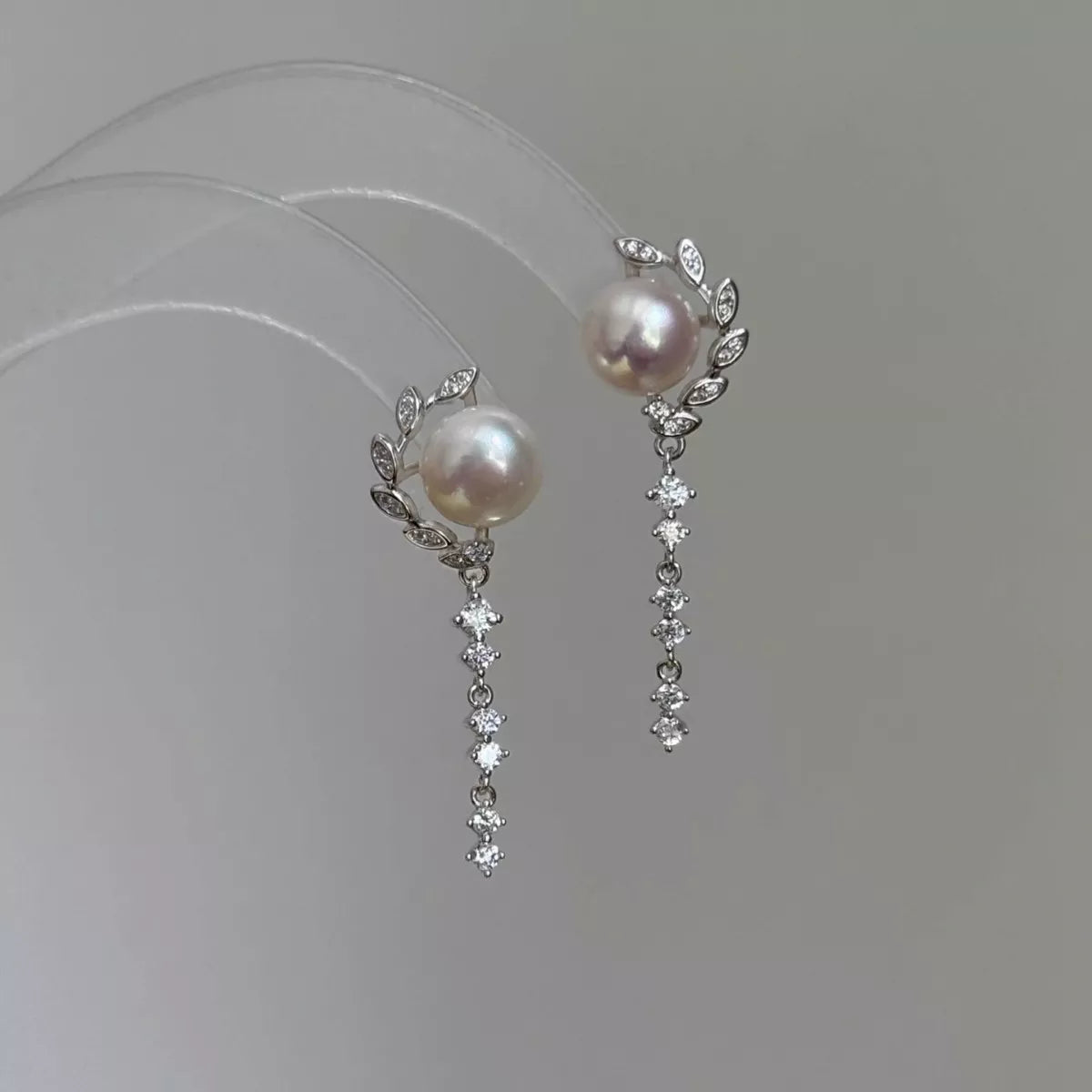 Pearl Zircon Drop Earrings