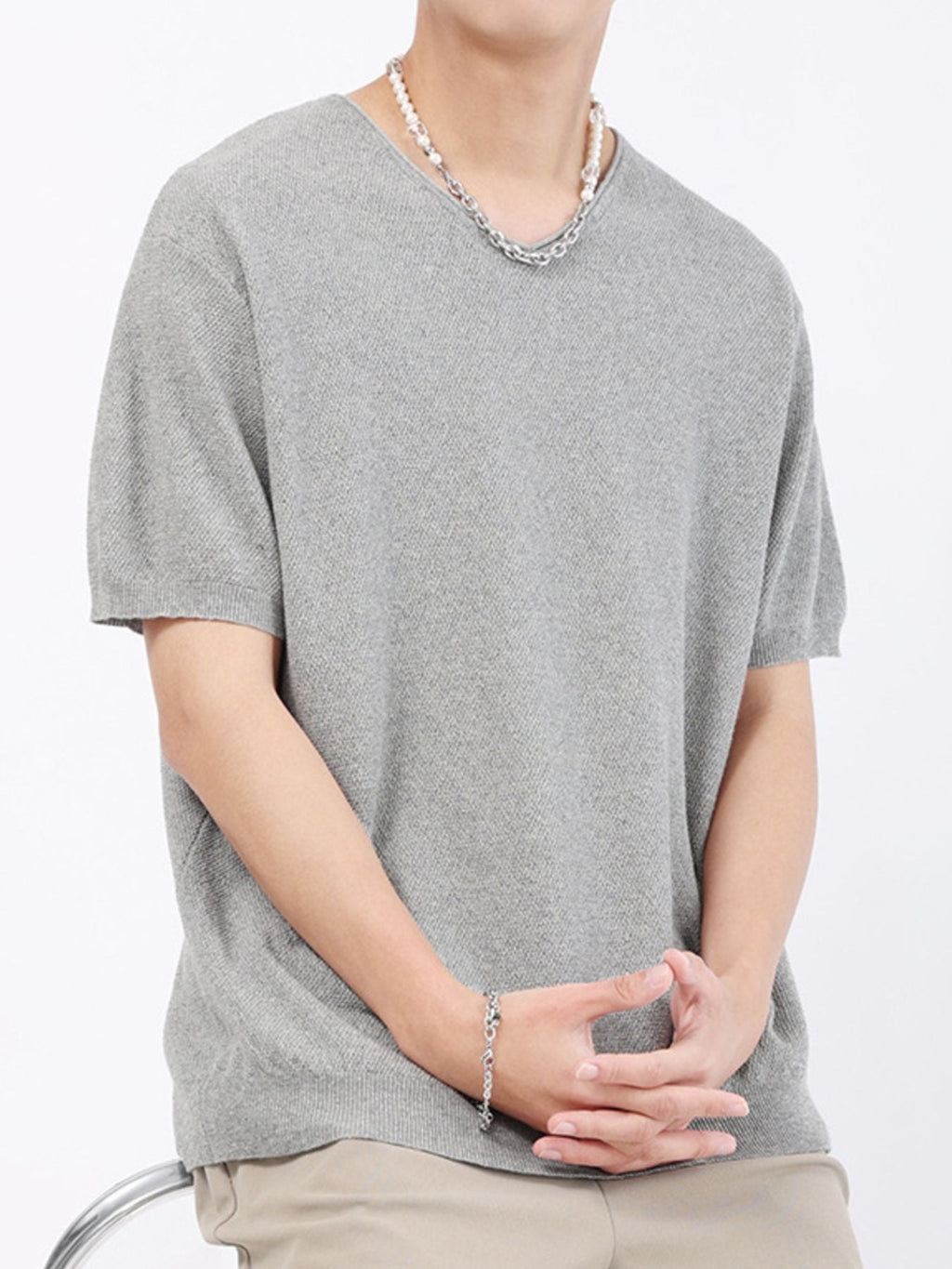 Men's Plus Size Casual Knit Short Sleeve T-Shirt