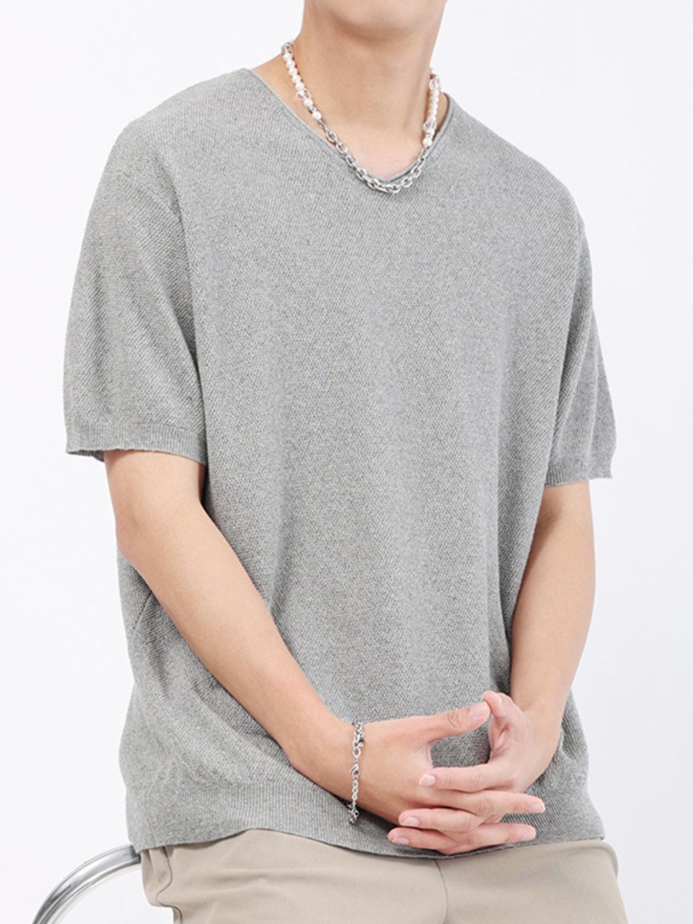 Men's Plus Size Casual Knit Short Sleeve T-Shirt