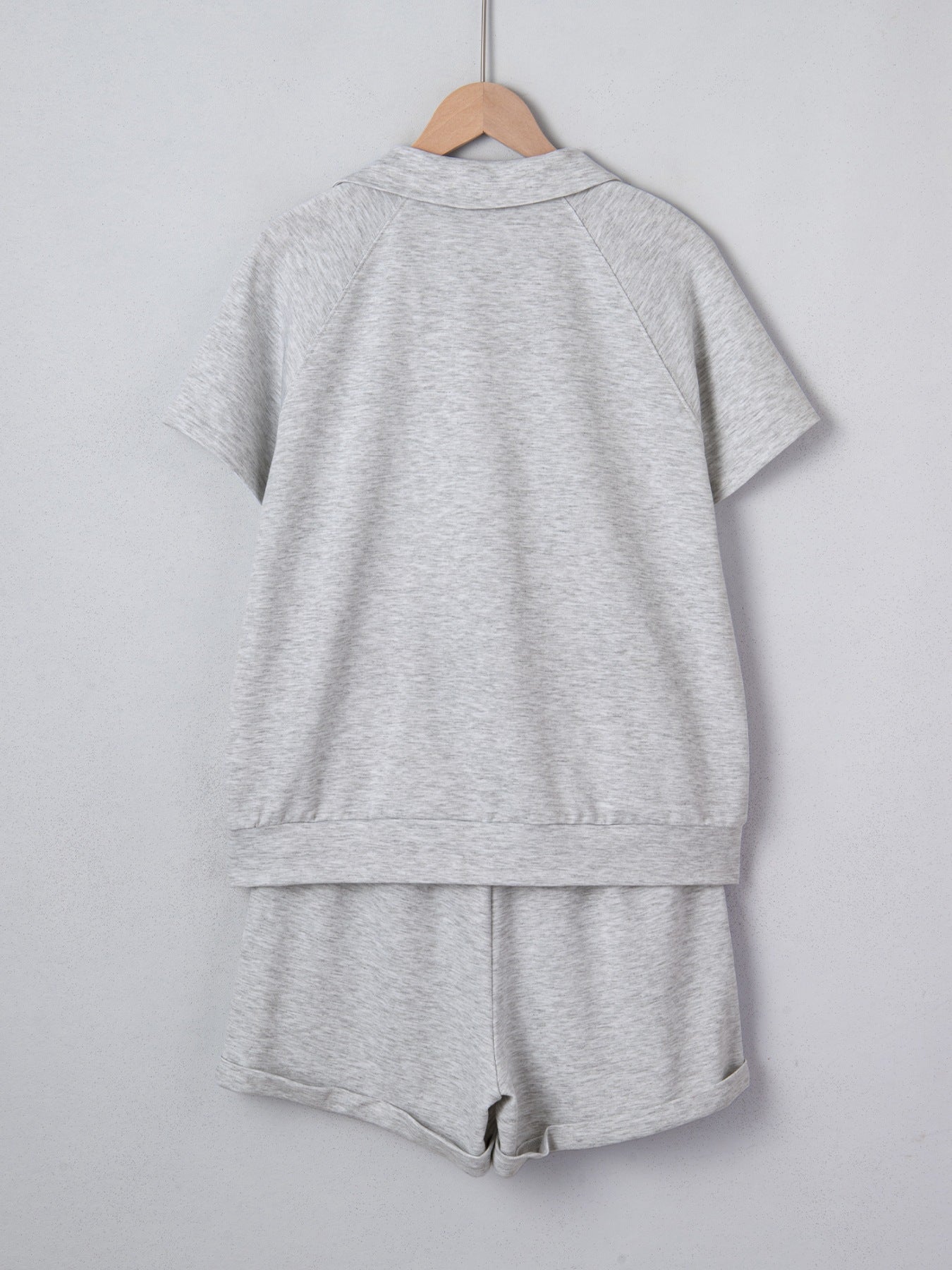 Polo Collar Short Sleeve Top and Shorts Set
