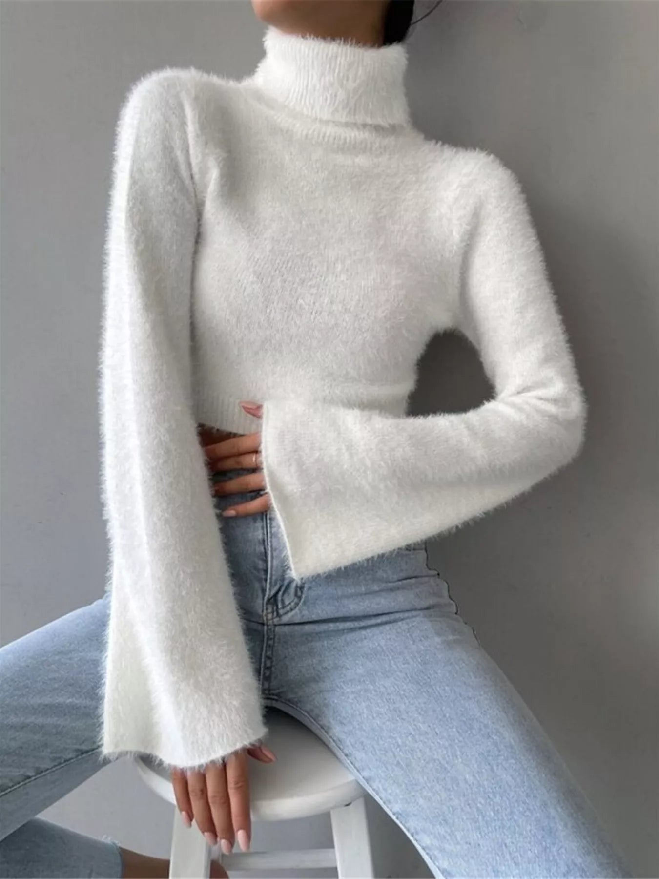 Turtleneck Flare Sleeve Sweater
