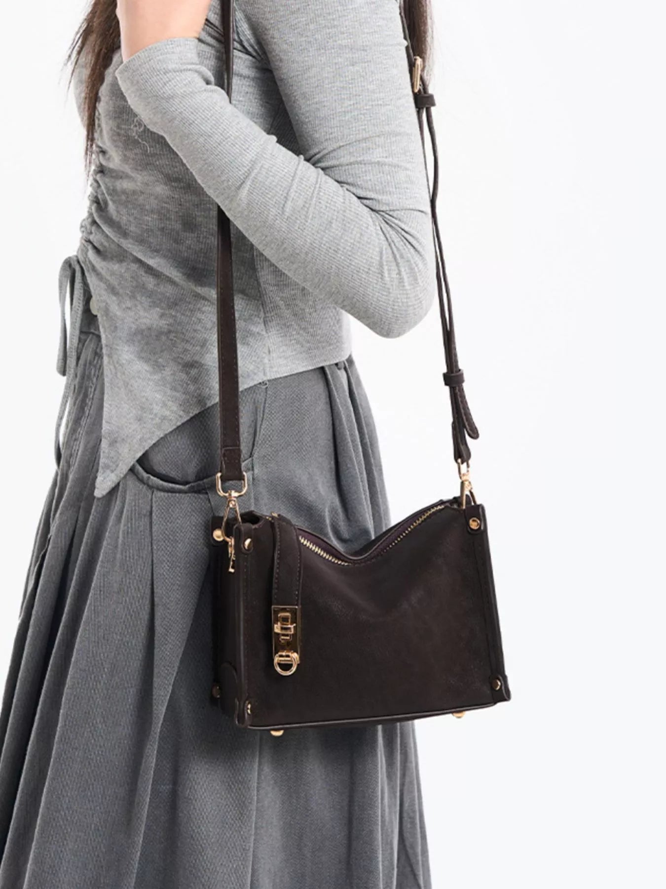 PU Leather Crossbody Bag with Adjustable Strap